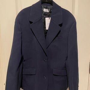 Off-White Women's Dark Navy Single-Breasted Blazer